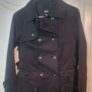 Mossimo Supply Co. Black Double-Breasted Trench Coat, Women’s L